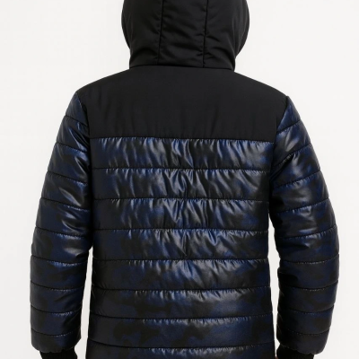 Kamuflaj Desenli Mont İçi Sıcak Tutan Pelüş Astarlı, Kapüşonlu, Fnt - Lacivert