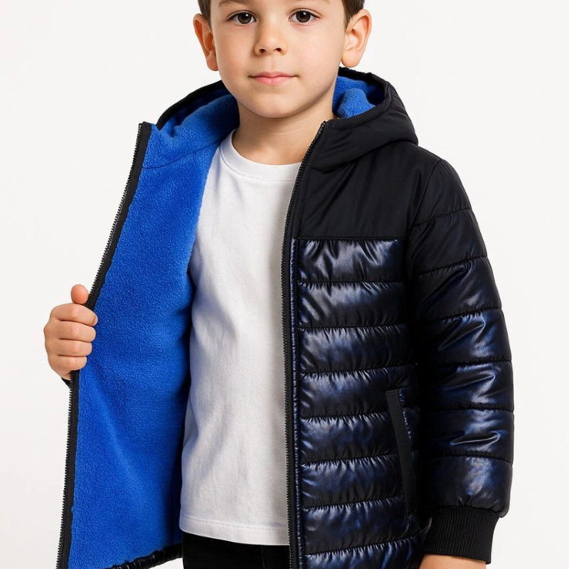 Kamuflaj Desenli Mont İçi Sıcak Tutan Pelüş Astarlı, Kapüşonlu, Fnt - Lacivert