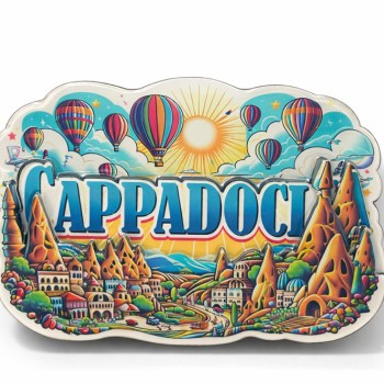 Kapadokya Temalı Ahşap Buzdolabı Magneti Model 1 