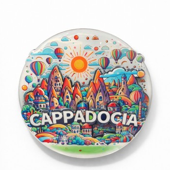 Kapadokya Temalı Ahşap Buzdolabı Magneti Model 3