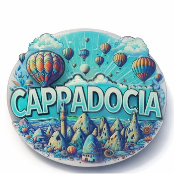 Kapadokya Temalı Ahşap Buzdolabı Magneti Model 6