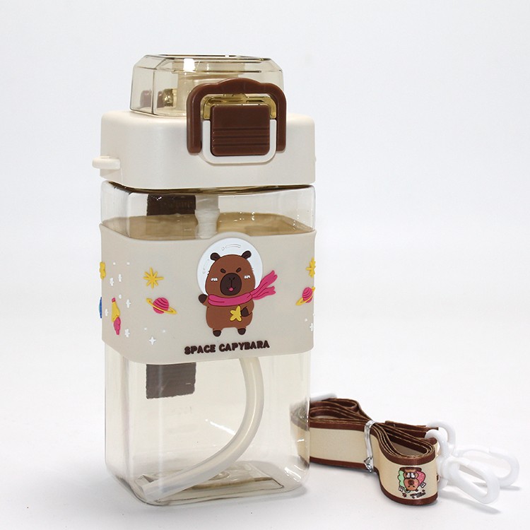 Kapibara Desenli Pipetli Çocuk Matarası 