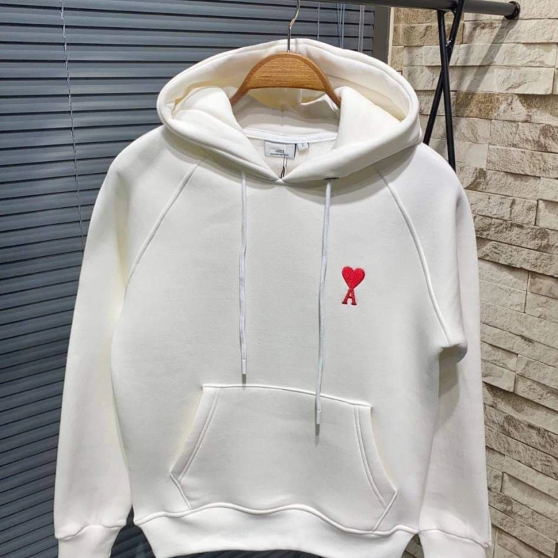 Kapşonlu Baskılı Sweetshirt - Beyaz -