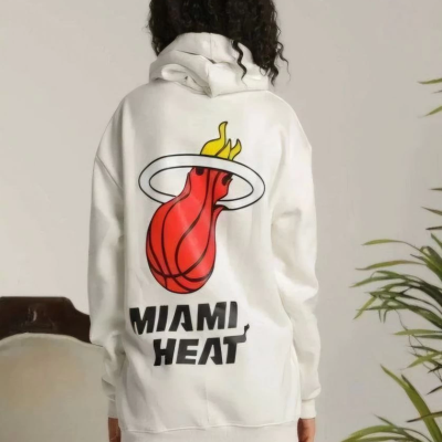 Kapşonlu Baskılı Sweetshirt - Beyaz