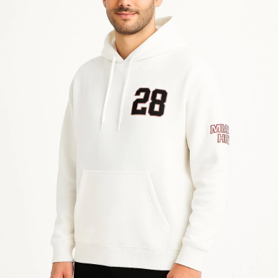 Kapşonlu Sweatshirt Ön  Arka Baskılı - Beyaz -
