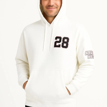 Kapşonlu Sweatshirt Ön  Arka Baskılı - Beyaz -