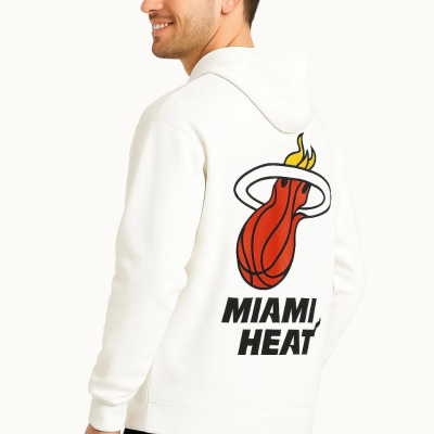 Kapşonlu Sweatshirt Ön  Arka Baskılı - Beyaz -