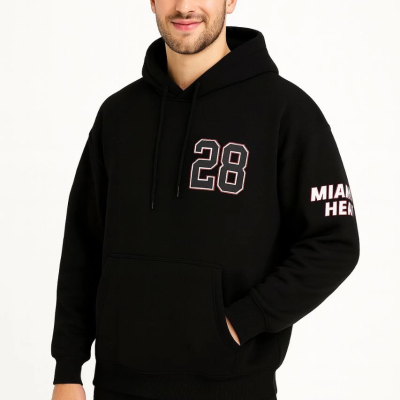 Kapşonlu Sweatshirt – Oversize Fit, Ön  Arka Baskılı,- Siyah -