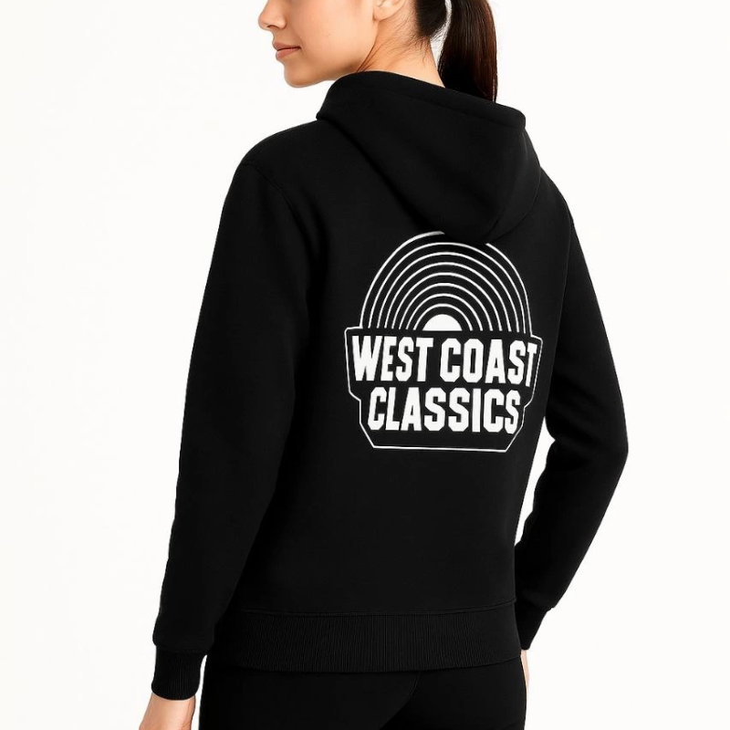 Kapşonlu Sweatshirt – Oversize“West Coast Classics” - Siyah -