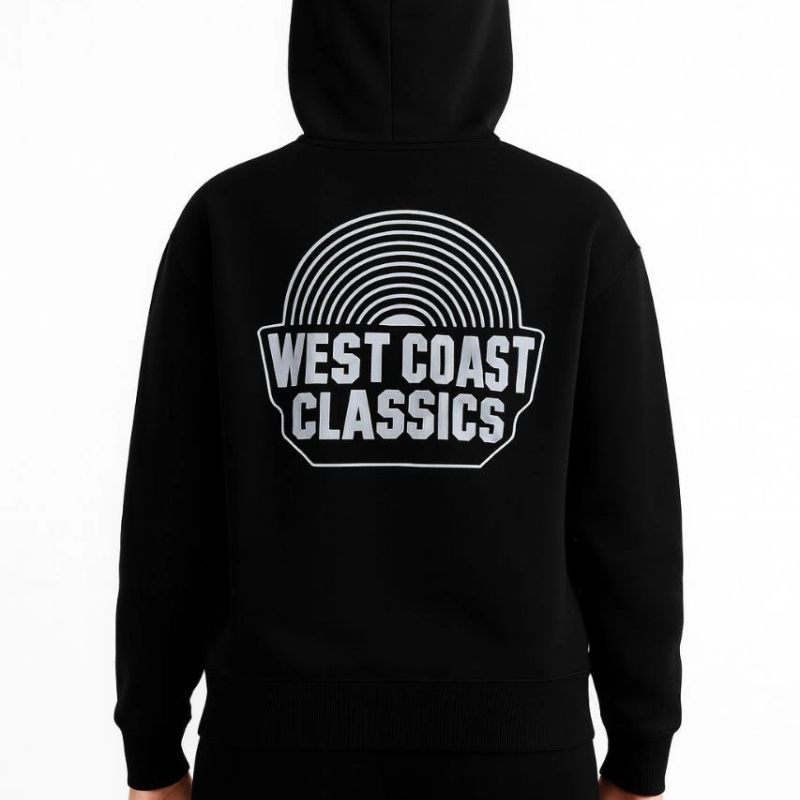 Kapşonlu Sweatshirt – Oversize“West Coast Classics” - Siyah -
