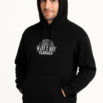 Kapşonlu Sweatshirt – “West Coast Classics” Ön  Arka Baskılı,- Siyah -