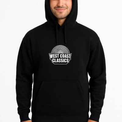 Kapşonlu Sweatshirt – “West Coast Classics” Ön  Arka Baskılı,- Siyah -