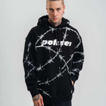 Kapşonlu Varak ve Pano Baskılı SweatShirt- Siyah -