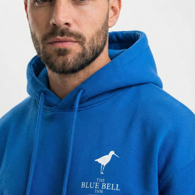 Kapüşonlu Double Oversize Hoodie – Üç İplik Pamuklu, Deniz ve Yelken Baskılı, Kanguru Cepli Premium Sweatshirt - Saks Mavi