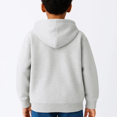 Kapüşonlu Kanguru Çepli Tam Fermuarlı Hırka SweatShirt - Gri -