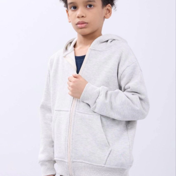 Kapüşonlu Kanguru Çepli Tam Fermuarlı Hırka SweatShirt - Gri -