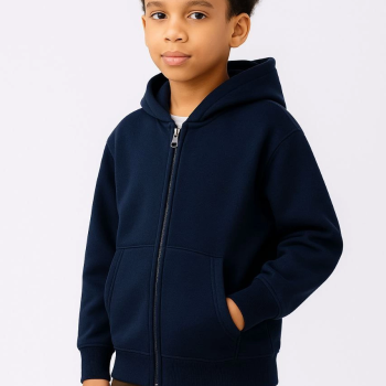 Kapüşonlu Kanguru Çepli Tam Fermuarlı Hırka SweatShirt - Lacivert -