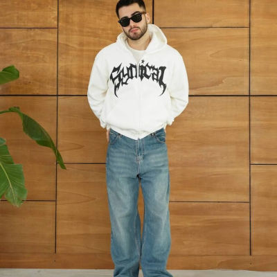 Kapüşonlu Sweatshirt Hoodie - Beyaz