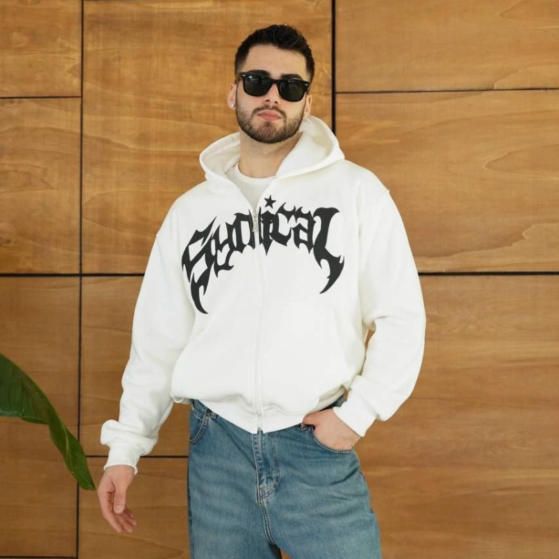 Kapüşonlu Sweatshirt Hoodie - Beyaz
