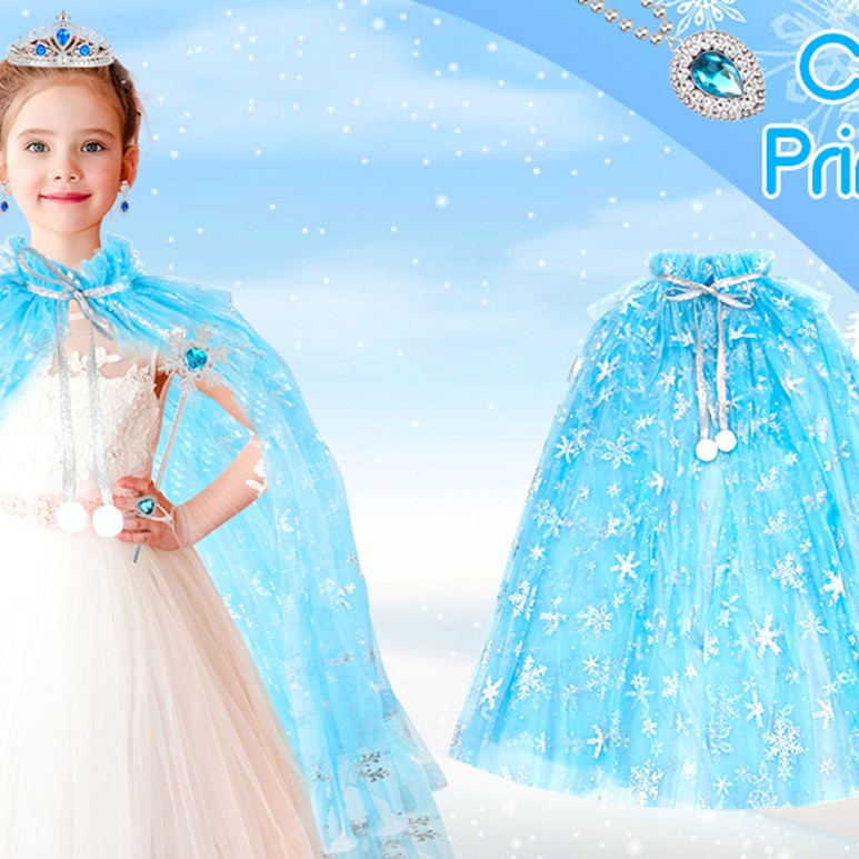 Karlar Ülkesi Elsa Frozen Mavi Pelerin – 80 cm Çocuk Pelerini 