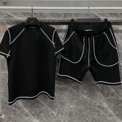 Karoyaka Dikişli Şortlu Takım - Siyah -