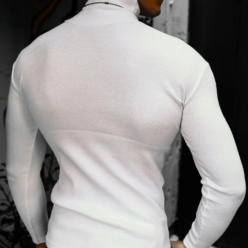 Kaşkorse Boğazlı Full Likralı Fitilli Body Kazak - Beyaz