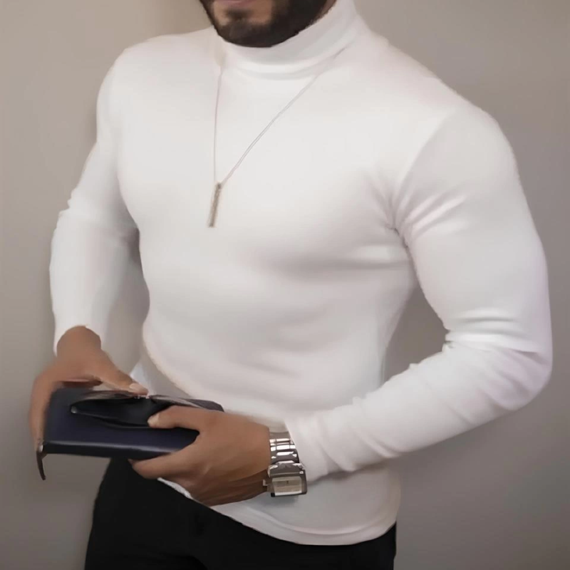 Kaşkorse Boğazlı Full Likralı Fitilli Body Kazak - Beyaz