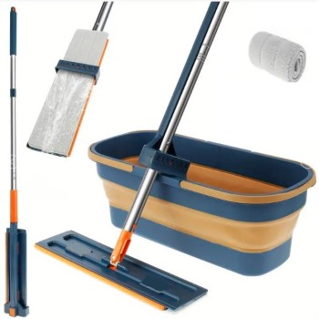 Katlanabilir Temizlik Mopu ve Tekerlekli Kova Seti