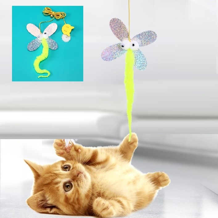 Kelebek Model Elastik Kendinden Yapışkanlı Kedi Oyun Oltası 