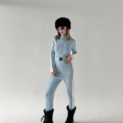 Kemer Detaylı Fermuarlı Tulum - Bebe Mavisi -