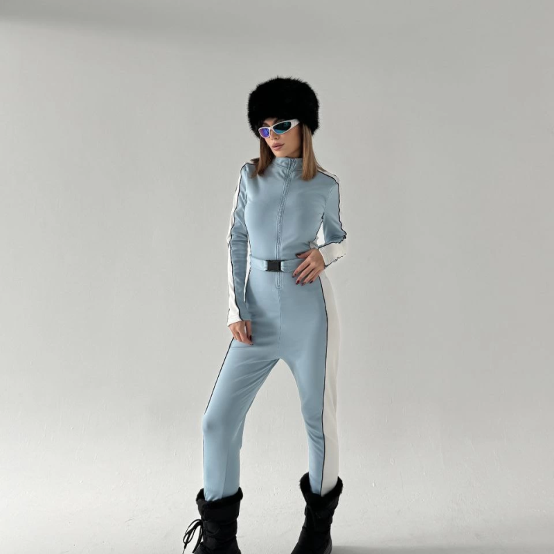 Kemer Detaylı Fermuarlı Tulum - Bebe Mavisi -