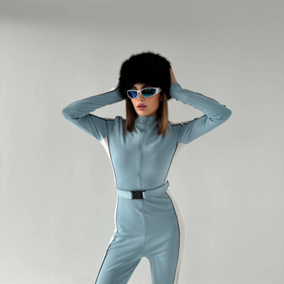 Kemer Detaylı Fermuarlı Tulum - Bebe Mavisi -