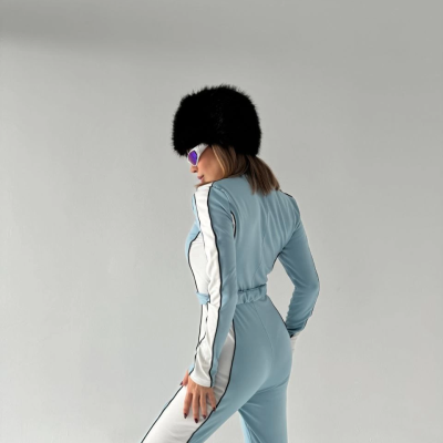 Kemer Detaylı Fermuarlı Tulum - Bebe Mavisi -