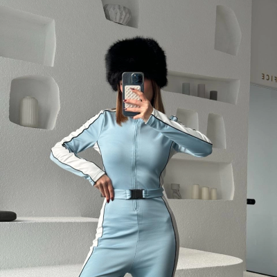 Kemer Detaylı Fermuarlı Tulum - Bebe Mavisi -