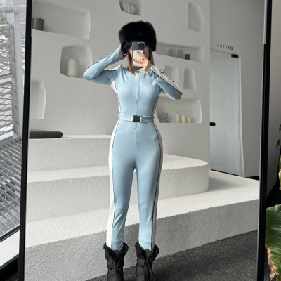 Kemer Detaylı Fermuarlı Tulum - Bebe Mavisi -