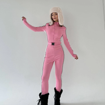 Kemer Detaylı Fermuarlı Tulum - Pembe -