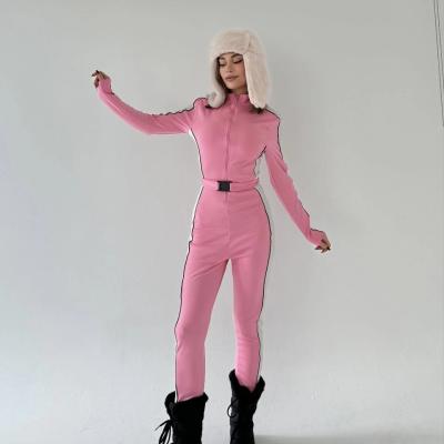 Kemer Detaylı Fermuarlı Tulum - Pembe -