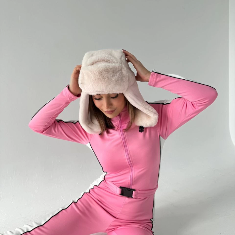 Kemer Detaylı Fermuarlı Tulum - Pembe -