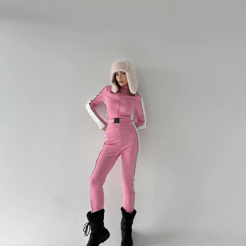 Kemer Detaylı Fermuarlı Tulum - Pembe -