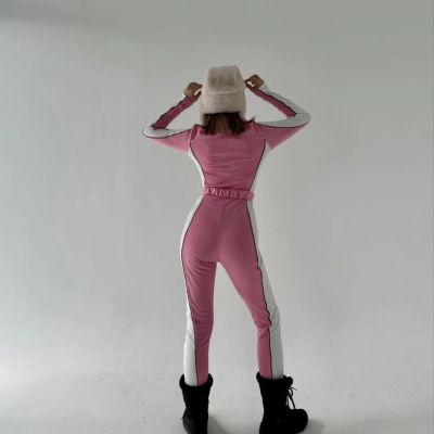 Kemer Detaylı Fermuarlı Tulum - Pembe -