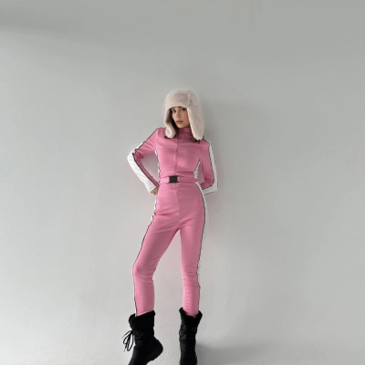 Kemer Detaylı Fermuarlı Tulum - Pembe -