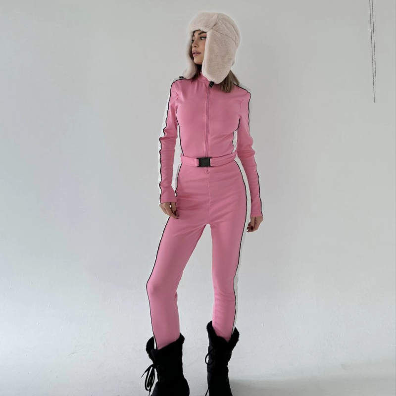 Kemer Detaylı Fermuarlı Tulum - Pembe -