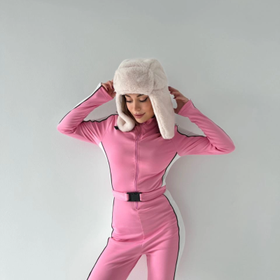 Kemer Detaylı Fermuarlı Tulum - Pembe -