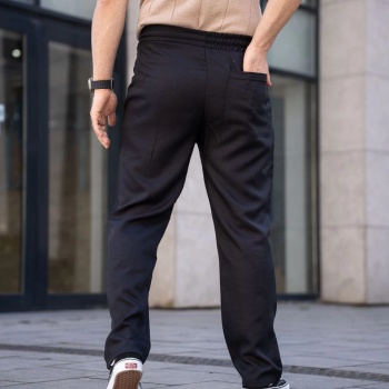 Keten Cepli Çıma Dikişli jogger Buggy Pantalon Rahat kalıp - Siyah