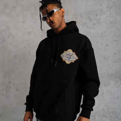 Kilim Desen Kapüşonlu - Siyah