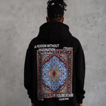 Kilim Desen Kapüşonlu - Siyah