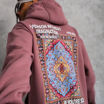 Kilim Desen Kapüşonlu Sweat - Gül Kurusu