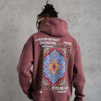 Kilim Desen Kapüşonlu Sweat - Gül Kurusu