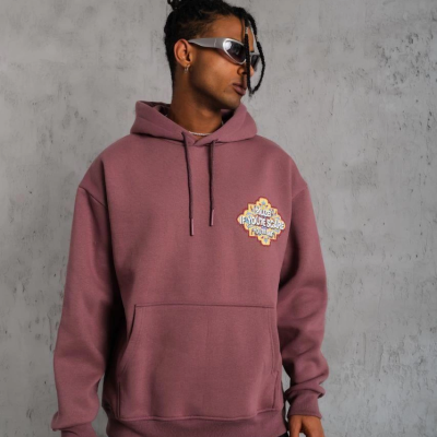 Kilim Desen Kapüşonlu Sweat - Gül Kurusu