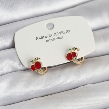 Kiraz Model Gold Renk Pirinç Çocuk Küpe